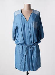 Robe mi-longue manches 3/4 manches 3/4 bleu LENNY B femme