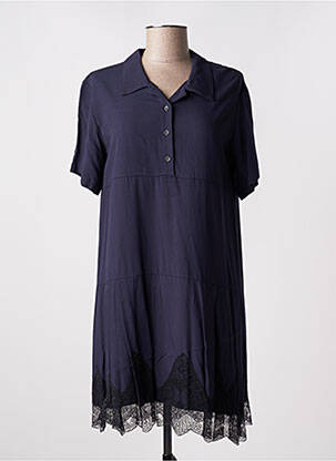 Robe courte coupe fluide manches courtes bleu LA FEE MARABOUTEE femme