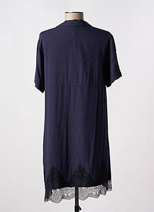 Robe courte coupe fluide manches courtes bleu LA FEE MARABOUTEE femme