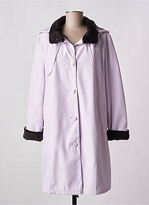 Manteau long coupe droite a capuche violet ARIELLE femme