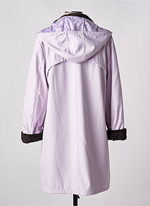 Manteau long coupe droite a capuche violet ARIELLE femme