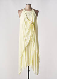 Robe mi-longue coupe fluide sans manche jaune LAUREN VIDAL femme