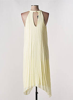 Robe mi-longue coupe fluide sans manche jaune LAUREN VIDAL femme