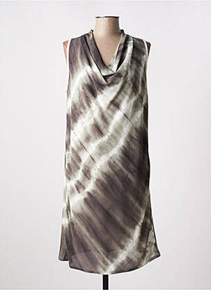 Robe mi-longue coupe fluide sans manche vert LAUREN VIDAL femme