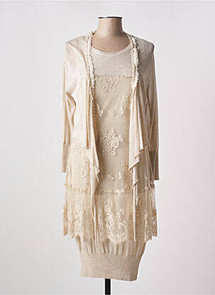 Ensemble robe broderie beige LAUREN VIDAL femme
