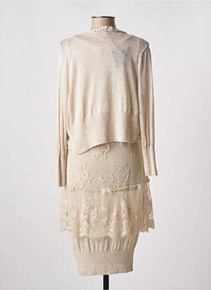 Ensemble robe broderie beige LAUREN VIDAL femme