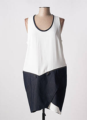 Robe mi-longue sans manche sans manche blanc LAUREN VIDAL femme