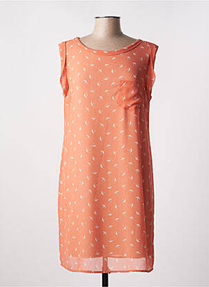 Robe mi-longue coupe fluide sans manche orange LA FEE MARABOUTEE femme