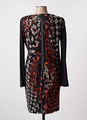 Robe mi-longue imprimé fantaisie manches longues noir FRED SABATIER femme