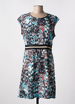 Robe mi-longue imprimé fleurs manches courtes bleu PURPLE JAM femme