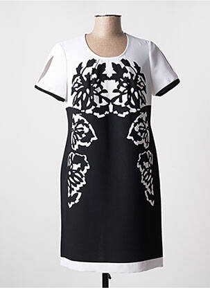 Robe mi-longue imprimé fantaisie manches courtes noir ANNE KELLY femme