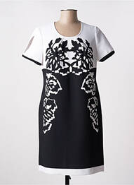 Robe mi-longue imprimé fantaisie manches courtes noir ANNE KELLY femme