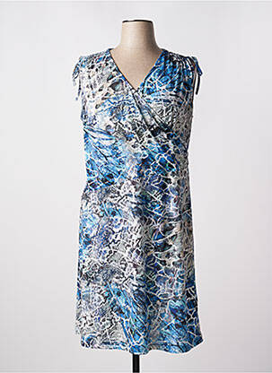 Robe mi-longue imprimé fleurs manches courtes bleu BETTY BARCLAY femme