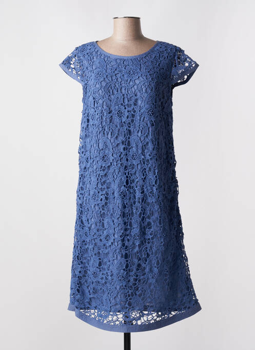 Robe mi-longue manches courtes manches courtes bleu MD'M femme