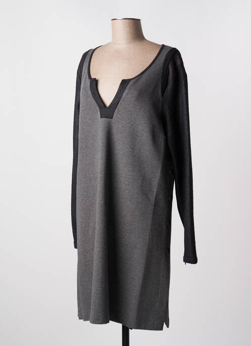 Robe courte manches longues manches longues gris LAUREN VIDAL femme