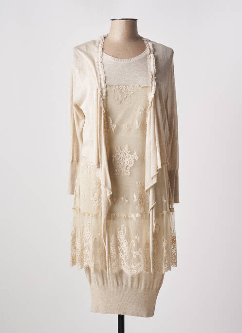 Ensemble robe broderie beige LAUREN VIDAL femme