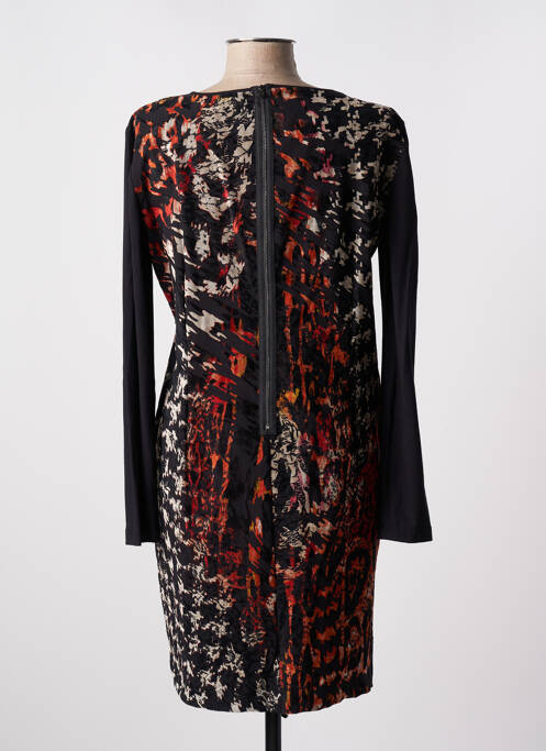 Robe mi-longue imprimé fantaisie manches longues noir FRED SABATIER femme