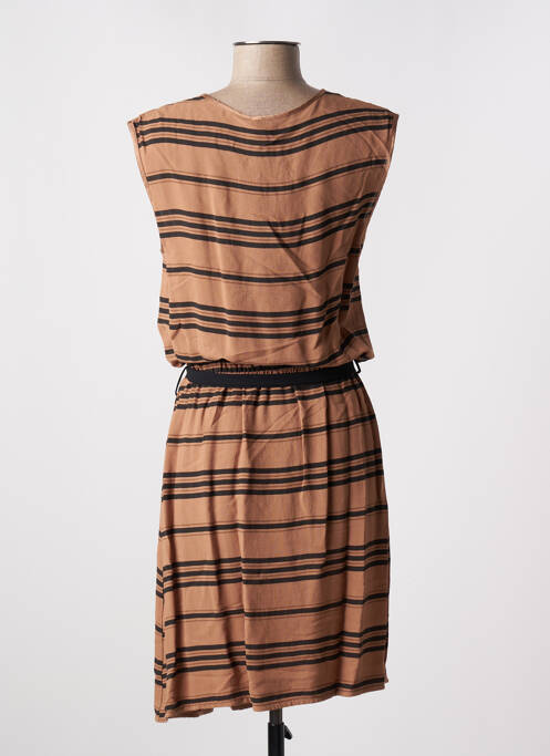 Robe mi-longue marron LA FEE MARABOUTEE pour femme