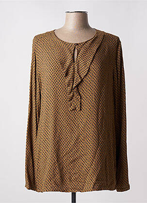 Blouse poignets boutonnés avec fente manches longues marron TBS femme