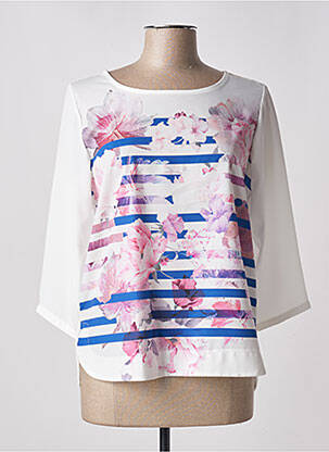 Blouse légère et transparente manches 3/4 blanc VIE NOCTURNE femme