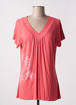 T-shirt col v manches courtes rouge TEMPO REALE femme