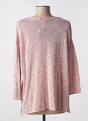 Pull tissage chiné manches 3/4 rose LAUREN VIDAL femme
