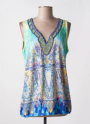 Top tissage jersey sans manche bleu K-DESIGN femme