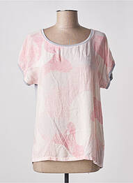T-shirt col rond manches courtes rose TBS femme
