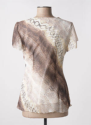 Top tissage crêpe manches courtes marron FOSBY femme