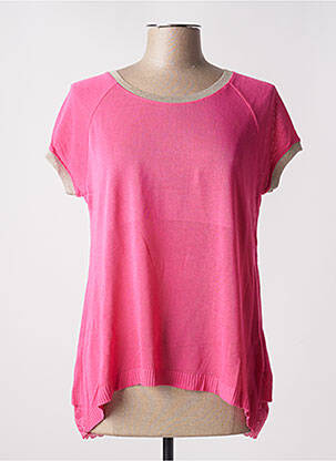 Pull coupe cintrée manches courtes rose LAUREN VIDAL femme