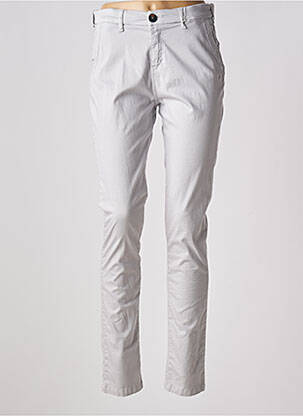 Pantalon chino fermeture zippée sous rabat boutonné taille normale gris TBS femme