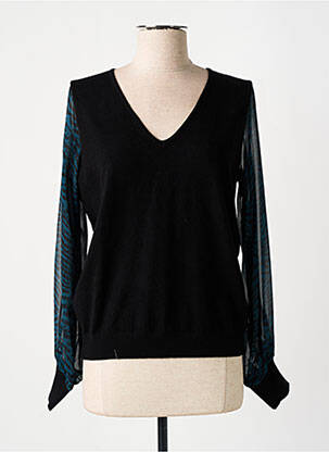 Pull col v manches courtes noir FREEMAN T.PORTER femme