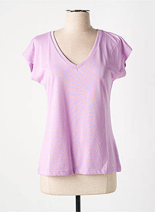 T-shirt coupe droite manches courtes violet KAFFE femme