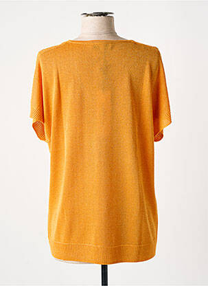 Pull col v manches courtes jaune MORGAN femme