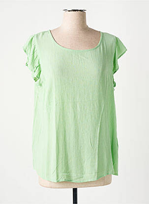 Blouse col rond manches courtes vert ICHI femme