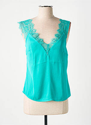 Top coupe fluide sans manche bleu MORGAN femme