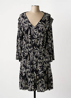 Robe mi-longue imprimé fantaisie manches longues noir FREEMAN T.PORTER femme