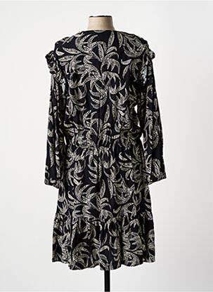 Robe mi-longue imprimé fantaisie manches longues noir FREEMAN T.PORTER femme