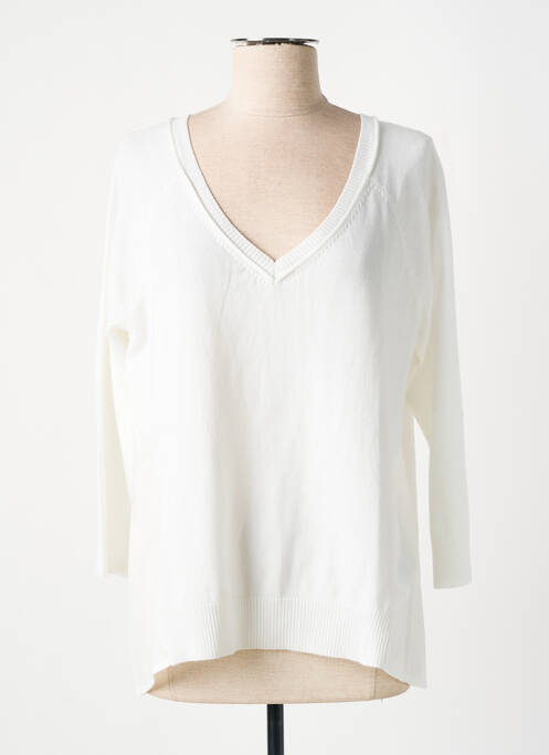 Pull col v manches longues blanc NÜ femme