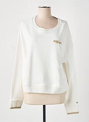 Sweat-shirt broderie manches longues blanc TOMMY HILFIGER femme