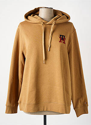 Sweat-shirt à capuche col v manches longues beige TOMMY HILFIGER femme