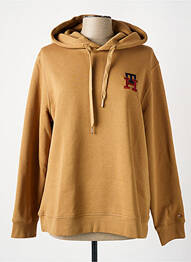 Sweat-shirt à capuche col v manches longues beige TOMMY HILFIGER femme