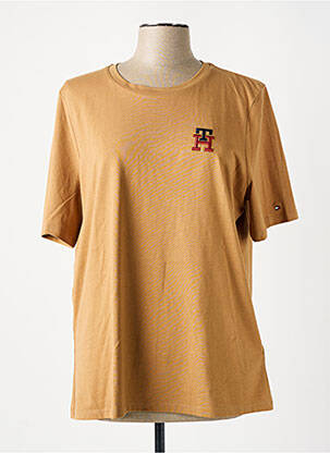 T-shirt coupe droite manches courtes beige TOMMY HILFIGER femme