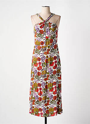 Robe longue imprimé fantaisie sans manche beige AN' GE femme