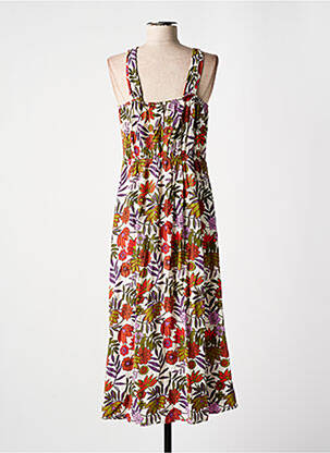 Robe longue imprimé fantaisie sans manche beige AN' GE femme