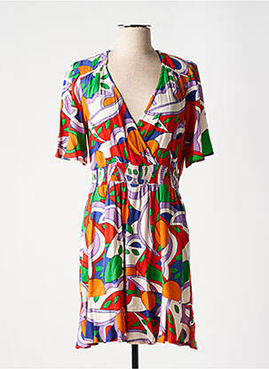 Robe courte coupe fluide manches courtes orange AN' GE femme