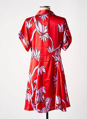 Robe mi-longue imprimé fleurs manches courtes rouge AN' GE femme