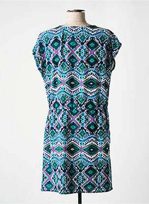 Robe mi-longue coupe fluide manches courtes bleu SARAH JOHN femme