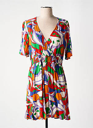 Robe courte coupe fluide manches longues rouge AN' GE femme