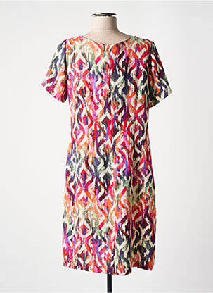 Robe mi-longue coupe fluide manches courtes rose NIKI PARIS femme